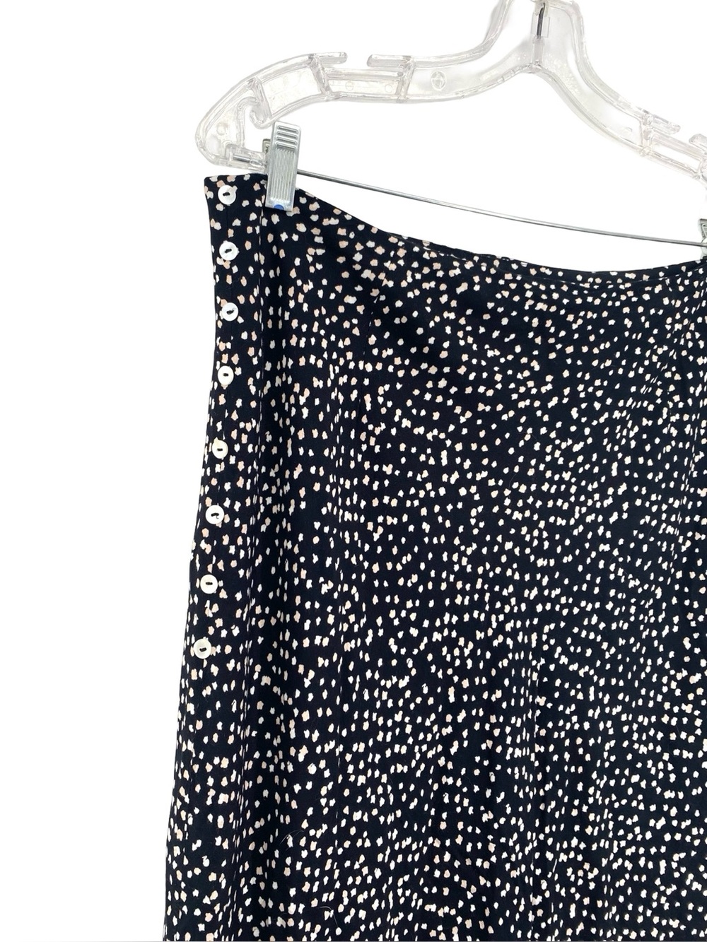 Leith Dot Pattern Flare Black Midi Skirt Size Large - Picture 2 of 9